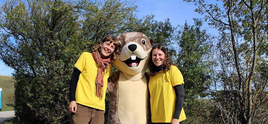 Zieselmaskottchen Perzi sorgt für gute Stimmung. © FdPH/L.Strobl