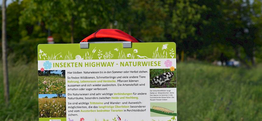 Tafeln weisen auf das Projekt der Pfadfinder:innen hin. © FdPH/F. Litzelmann