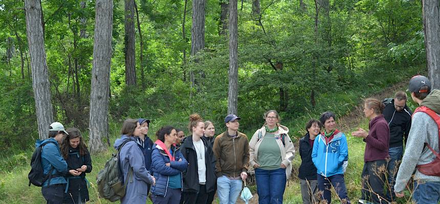 Am Weg auf die Heide wurde das Thema Besucherlenkung und Aufklärung zu den Verhaltensregeln besprochen. © FdPH/F. Litzelmann