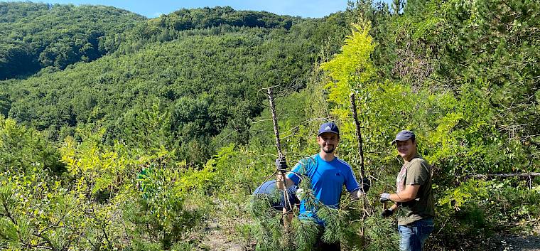 Unter den Helfer:innen waren auch mehrer Praktikant:innen des Landschaftspflegevereins. © LPV/A. Peters