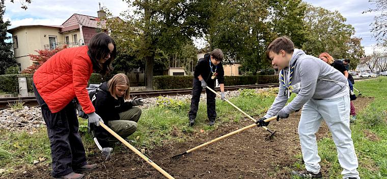Die Pfadfindergruppe Perchtoldsdorf säte in einem von Blühenden Österreich unterstützten Projekt regionale Wildblumen am Insektenhighway an. © C. Michor