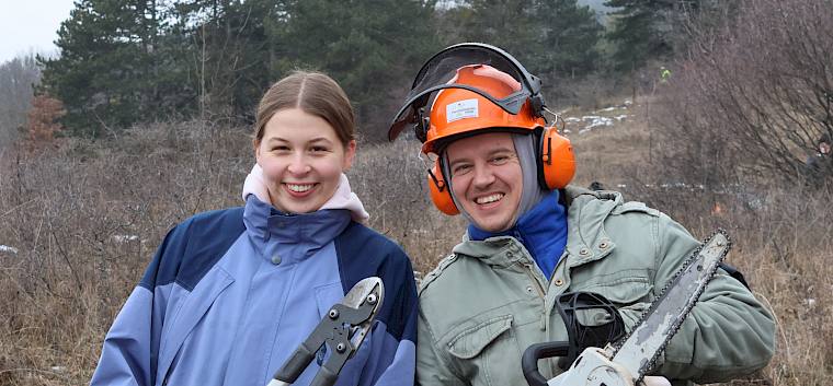 Beim Zurückschneiden der Hecke waren Astschere und Elektor-Motorsäge die richtigen Werkzeuge.© LPV/L. Strobl